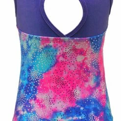 MadSportsStuff Keyhole Style Princess Tie Dye Girls Gymnastics Leotard