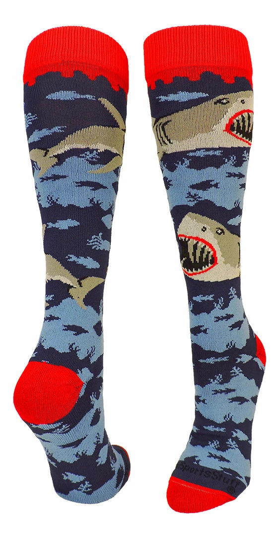 Best Pirce ๐ MadSportsStuff ๐ฅ Softball ๐งฆ Socks Great White Sharks Athletic Over The Calf ๐งฆ Socks โ 1 MadSportsStuff Softball Socks Great White Sharks Athletic Over The Calf Socks