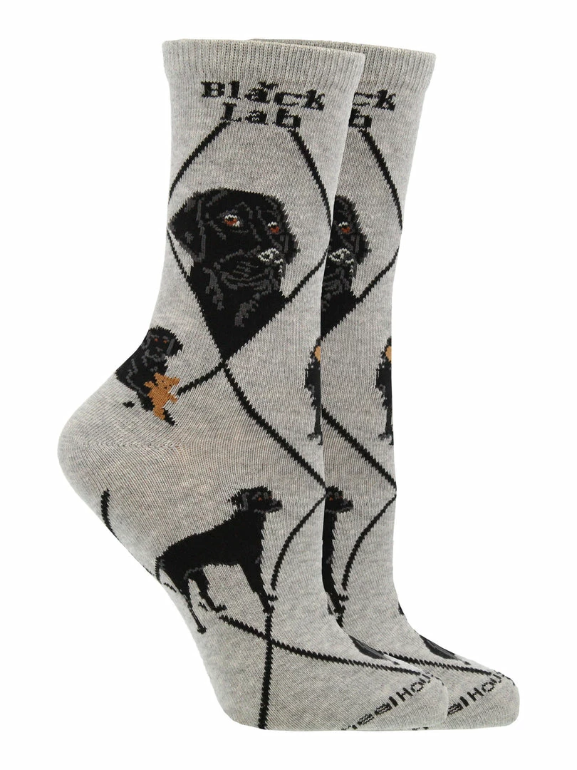 Flash Sale ⭐ WHD Crazy 🧦 Socks - Crew Black Lab 🧦 Socks For 👩 Women Gift For 🦮 Dog Lovers 🤩 1 WHD Crazy Socks - Crew Black Lab Socks For Women Gift For Dog Lovers