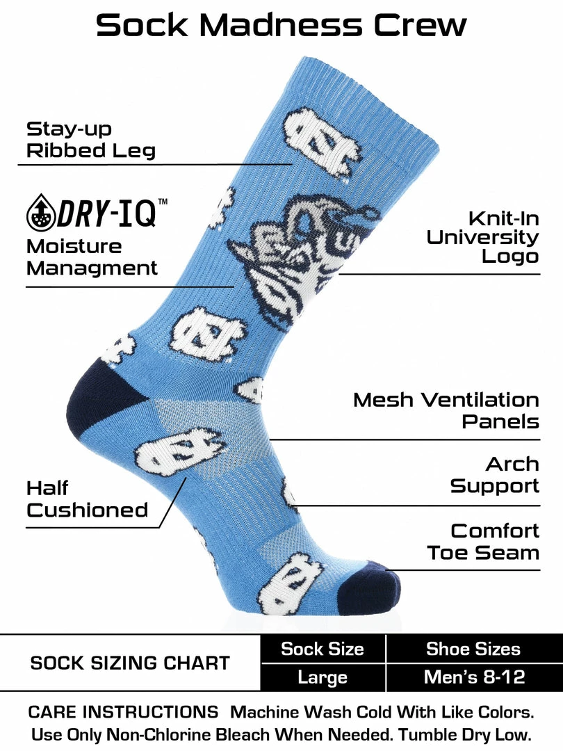 New ⭐ TCK North Carolina Tar 👠 Heels 🧦 Socks Crew Length Sock Mayhem ❤️ 3 TCK North Carolina Tar Heels Socks Crew Length Sock Mayhem