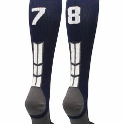 MadSportsStuff Navy Player ID Custom Number Over The Calf Socks For Softball Baseball Football Boys And Girls Softball Socks