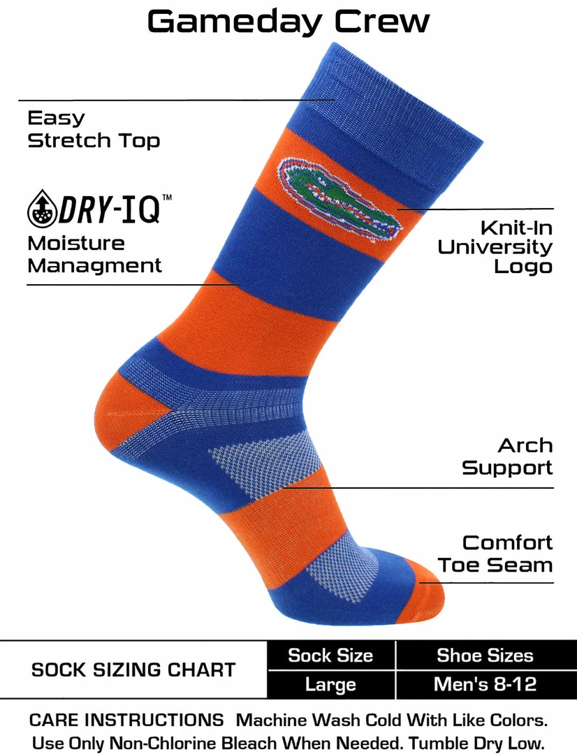 Promo ๐ฅฐ TCK Florida Gators ๐งฆ Socks Game Day Striped Crew ๐งฆ Socks ๐ 3 TCK Florida Gators Socks Game Day Striped Crew Socks