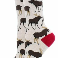 WHD Moose Socks For Women Gift For Animal Lovers Crazy Socks - Crew