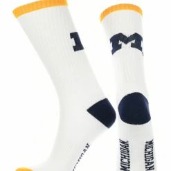 TCK Michigan Wolverines Socks Basic Crew White Socks
