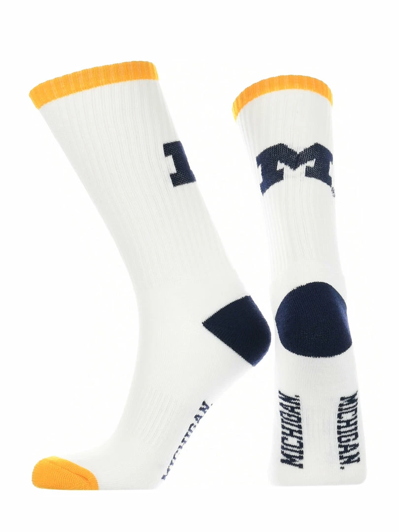 Buy ๐งจ TCK Michigan Wolverines ๐งฆ Socks Basic Crew White ๐งฆ Socks ๐ 2 TCK Michigan Wolverines Socks Basic Crew White Socks
