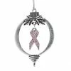 MadSportsStuff Breast Cancer Awareness Christmas Ornament With Crystal Pink Ribbon Charm Breast Cancer Awareness Socks