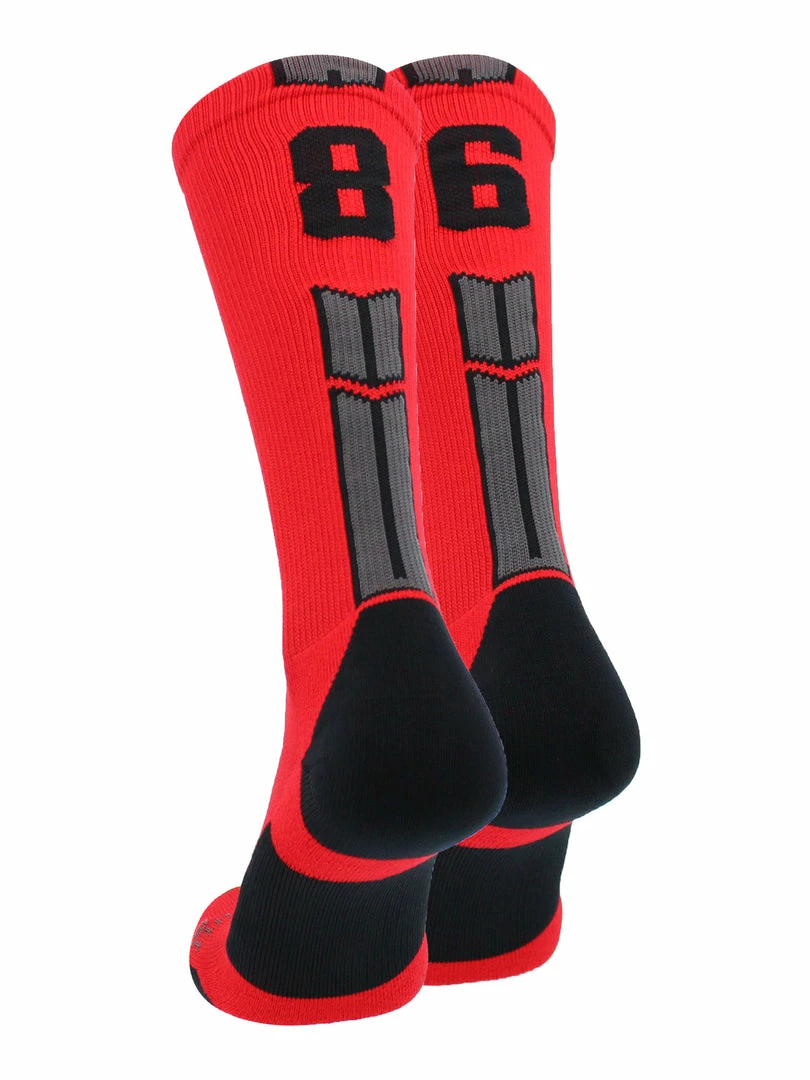 Promo ๐ MadSportsStuff Red And Black Player ID Custom Number Crew ๐งฆ Socks For ๐ Basketball Lacrosse Volleyball Boys And ๐ง Girls Volleyball ๐งฆ Socks โจ 43 MadSportsStuff Red And Black Player ID Custom Number Crew Socks For Basketball Lacrosse Volleyball Boys And Girls Volleyball Socks