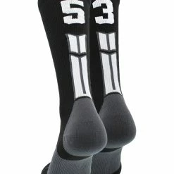 MadSportsStuff Black Player ID Custom Number Crew Socks For Basketball Lacrosse Volleyball Boys And Girls Volleyball Socks