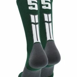 MadSportsStuff Volleyball Socks Dark Green Player ID Custom Number Crew Socks For Basketball Lacrosse Volleyball Boys And Girls