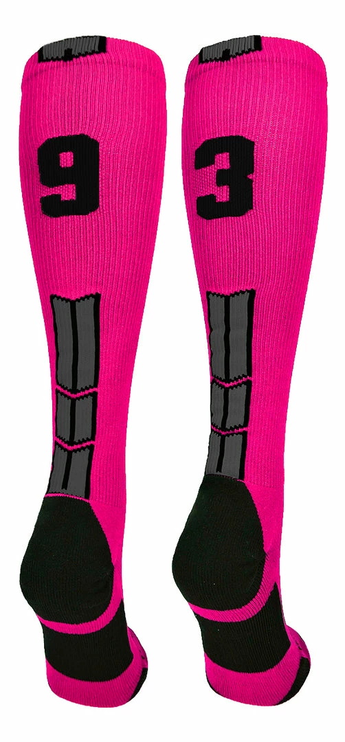 Discount ๐ฅ MadSportsStuff Neon Pink And Black Player ID Custom Number Over The Calf ๐งฆ Socks For ๐ฅ Softball โพ Baseball Football Boys And ๐ง Girls โพ Baseball ๐งฆ Socks ๐ 37 MadSportsStuff Neon Pink And Black Player ID Custom Number Over The Calf Socks For Softball Baseball Football Boys And Girls Baseball Socks