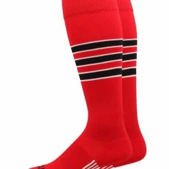 MadSportsStuff Dugout 3 Stripe Baseball Socks Over The Calf Length (Multiple Colors)