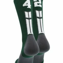 MadSportsStuff Dark Green Player ID Custom Number Crew Socks For Basketball Lacrosse Volleyball Boys And Girls Volleyball Socks