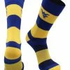 TCK All Schools West Virginia Mountaineers Socks Game Day Striped Crew Socks