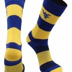 TCK All Schools West Virginia Mountaineers Socks Game Day Striped Crew Socks