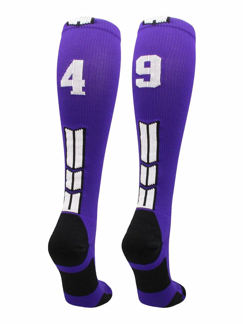 New โ๏ธ MadSportsStuff Purple Player ID Custom Number Over The Calf ๐งฆ Socks For ๐ฅ Softball โพ Baseball Football Boys And ๐ง Girls ๐ 56 MadSportsStuff Purple Player ID Custom Number Over The Calf Socks For Softball Baseball Football Boys And Girls