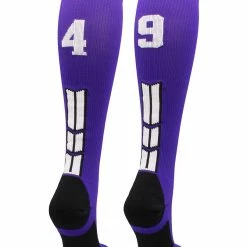 Discount ๐ MadSportsStuff Purple Player ID Custom Number Over The Calf ๐งฆ Socks For ๐ฅ Softball โพ Baseball Football Boys And ๐ง Girls ๐ฅ Softball ๐งฆ Socks ๐ 161 MadSportsStuff Purple Player ID Custom Number Over The Calf Socks For Softball Baseball Football Boys And Girls Softball Socks