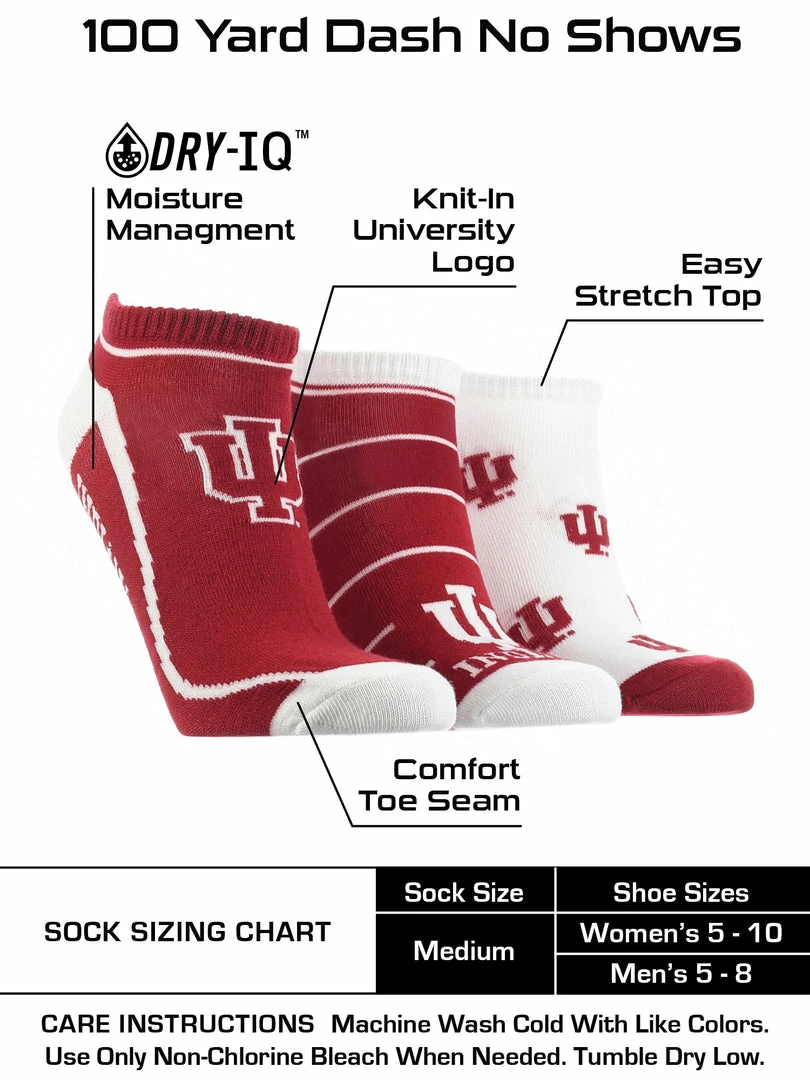 Cheap ๐คฉ TCK All Schools Indiana Hoosiers No Show ๐งฆ Socks Full Field 3 Pack ๐ 3 TCK All Schools Indiana Hoosiers No Show Socks Full Field 3 Pack