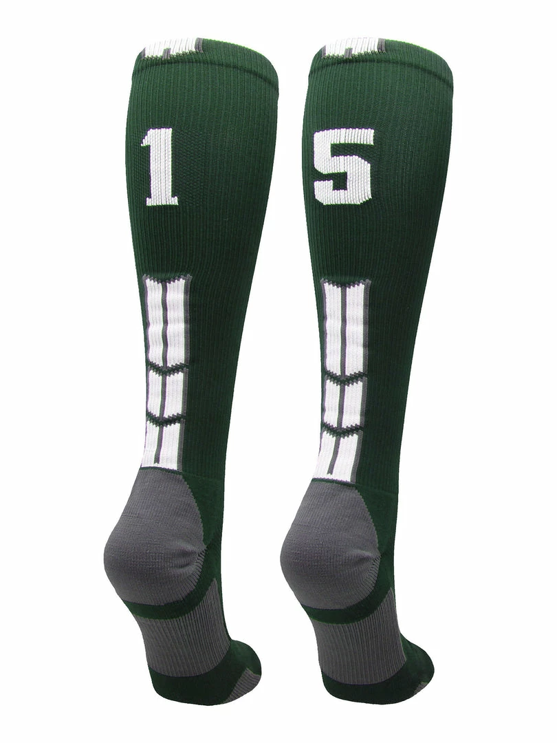 Hot Sale โ๏ธ MadSportsStuff Dark Green Player ID Custom Number Over The Calf ๐งฆ Socks For ๐ฅ Softball โพ Baseball Football Boys And ๐ง Girls ๐ 64 MadSportsStuff Dark Green Player ID Custom Number Over The Calf Socks For Softball Baseball Football Boys And Girls