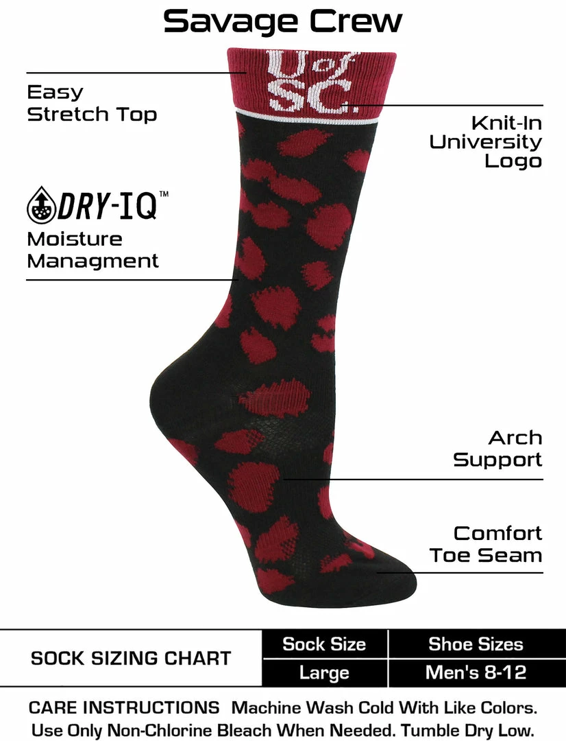 Cheap โค๏ธ TCK All Schools South Carolina Gamecocks ๐งฆ Socks ๐ฉ Womens Savage Crew ๐งฆ Socks ๐ 3 TCK All Schools South Carolina Gamecocks Socks Womens Savage Crew Socks