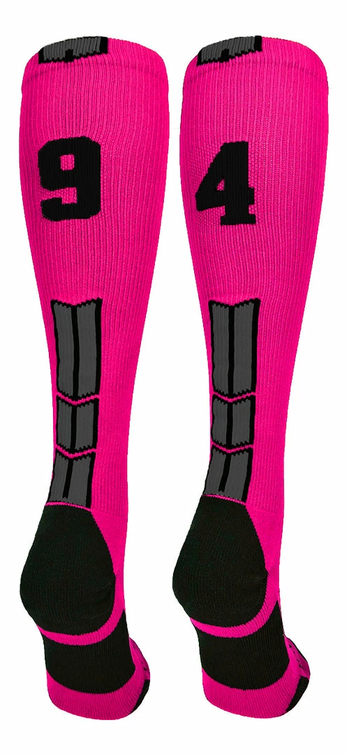 Best Sale ๐ MadSportsStuff โพ Baseball ๐งฆ Socks Neon Pink And Black Player ID Custom Number Over The Calf ๐งฆ Socks For ๐ฅ Softball โพ Baseball Football Boys And ๐ง Girls โจ 36 MadSportsStuff Baseball Socks Neon Pink And Black Player ID Custom Number Over The Calf Socks For Softball Baseball Football Boys And Girls