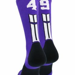 MadSportsStuff Purple Player ID Custom Number Crew Socks For Basketball Lacrosse Volleyball Boys And Girls Volleyball Socks