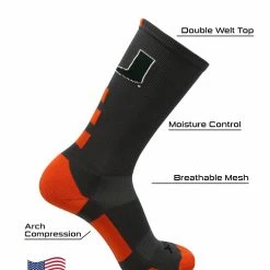 TCK Miami Hurricanes Socks Baseline Crew All Schools