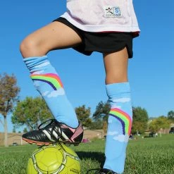 MadSportsStuff Neon Rainbow Clouds Over The Calf Athletic Socks