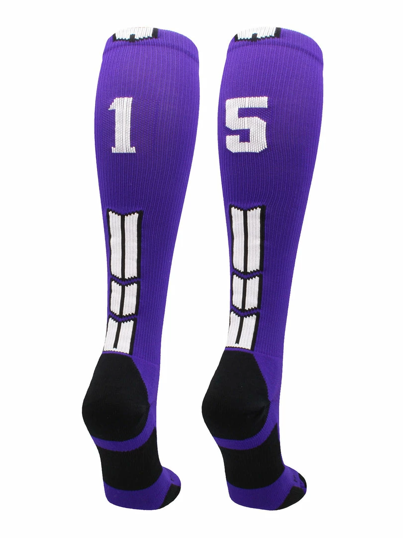 New โ๏ธ MadSportsStuff Purple Player ID Custom Number Over The Calf ๐งฆ Socks For ๐ฅ Softball โพ Baseball Football Boys And ๐ง Girls ๐ 64 MadSportsStuff Purple Player ID Custom Number Over The Calf Socks For Softball Baseball Football Boys And Girls