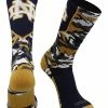 TCK University Of Notre Dame Socks Fighting Irish Woodland Camo Crew Length