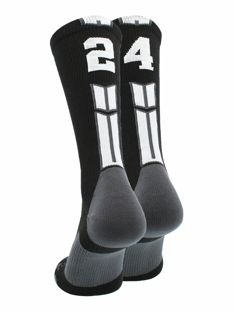Buy โญ MadSportsStuff Black Player ID Custom Number Crew ๐งฆ Socks For ๐ Basketball Lacrosse Volleyball Boys And ๐ง Girls ๐ 80 MadSportsStuff Black Player ID Custom Number Crew Socks For Basketball Lacrosse Volleyball Boys And Girls