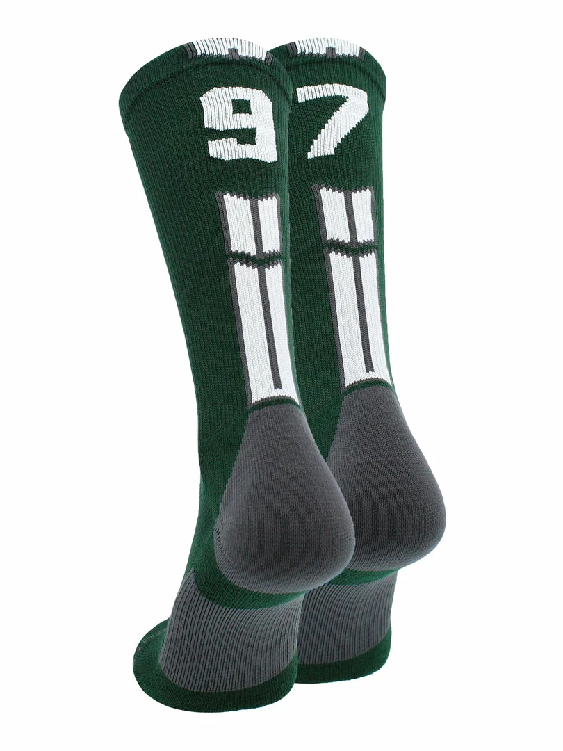 Buy โ๏ธ MadSportsStuff Dark Green Player ID Custom Number Crew ๐งฆ Socks For ๐ Basketball Lacrosse Volleyball Boys And ๐ง Girls ๐ 32 MadSportsStuff Dark Green Player ID Custom Number Crew Socks For Basketball Lacrosse Volleyball Boys And Girls