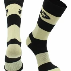 TCK All Schools CU Boulder Buffs Socks Game Day Striped Crew Socks Colorado Buffaloes