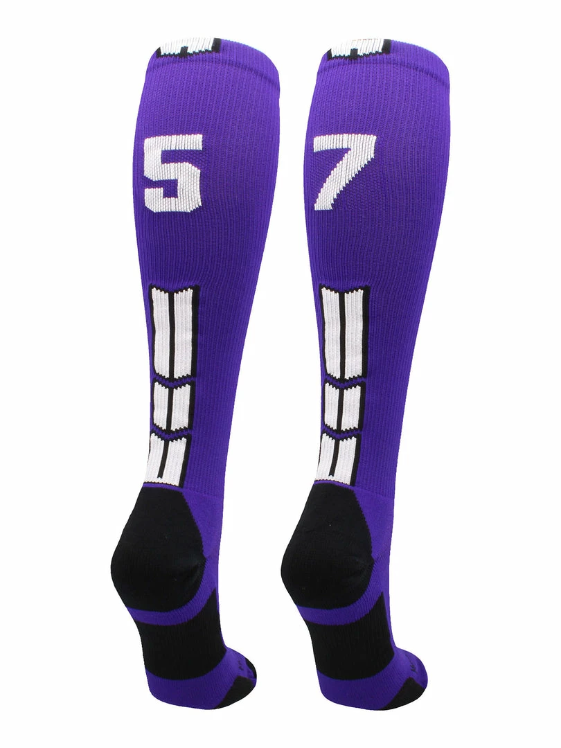 New โ๏ธ MadSportsStuff Purple Player ID Custom Number Over The Calf ๐งฆ Socks For ๐ฅ Softball โพ Baseball Football Boys And ๐ง Girls ๐ 23 MadSportsStuff Purple Player ID Custom Number Over The Calf Socks For Softball Baseball Football Boys And Girls