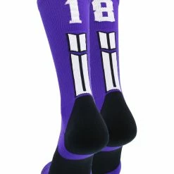 MadSportsStuff Purple Player ID Custom Number Crew Socks For Basketball Lacrosse Volleyball Boys And Girls Volleyball Socks