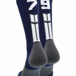 MadSportsStuff Navy Player ID Custom Number Crew Socks For Basketball Lacrosse Volleyball Boys And Girls