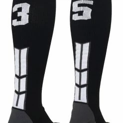 MadSportsStuff Black Player ID Custom Number Over The Calf Socks For Softball Baseball Football Boys And Girls