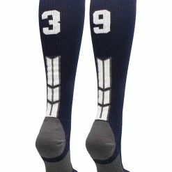 MadSportsStuff Navy Player ID Custom Number Over The Calf Socks For Softball Baseball Football Boys And Girls Softball Socks