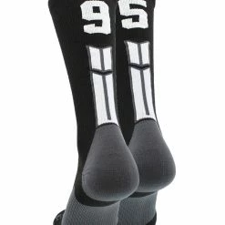 MadSportsStuff Black Player ID Custom Number Crew Socks For Basketball Lacrosse Volleyball Boys And Girls Volleyball Socks