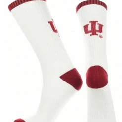 TCK All Schools Indiana Hoosiers Socks Basic Crew White Socks