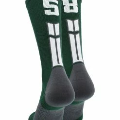 MadSportsStuff Dark Green Player ID Custom Number Crew Socks For Basketball Lacrosse Volleyball Boys And Girls Volleyball Socks