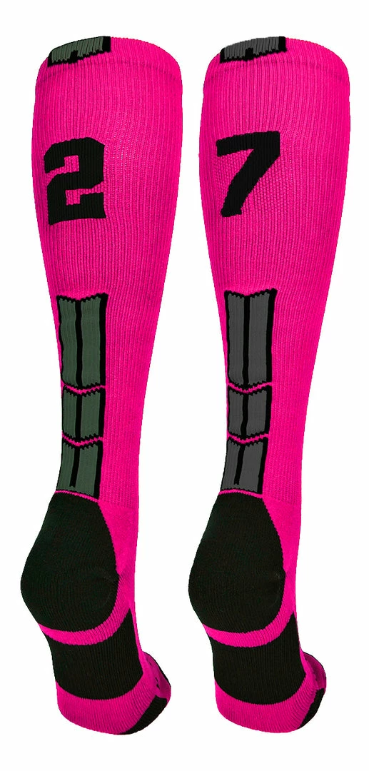 Best Sale ๐ MadSportsStuff โพ Baseball ๐งฆ Socks Neon Pink And Black Player ID Custom Number Over The Calf ๐งฆ Socks For ๐ฅ Softball โพ Baseball Football Boys And ๐ง Girls โจ 103 MadSportsStuff Baseball Socks Neon Pink And Black Player ID Custom Number Over The Calf Socks For Softball Baseball Football Boys And Girls