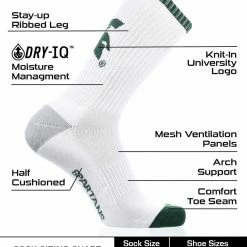 TCK Michigan State Spartans Socks Basic Crew White Socks
