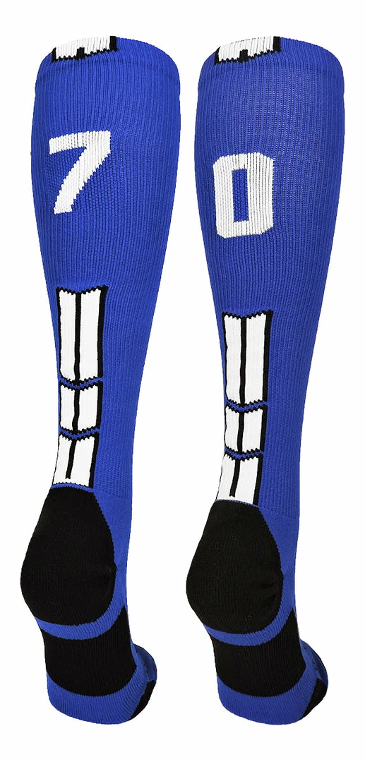 Brand new ๐ฅฐ MadSportsStuff Royal Player ID Custom Number Over The Calf ๐งฆ Socks For ๐ฅ Softball โพ Baseball Football Boys And ๐ง Girls ๐ 10 MadSportsStuff Royal Player ID Custom Number Over The Calf Socks For Softball Baseball Football Boys And Girls