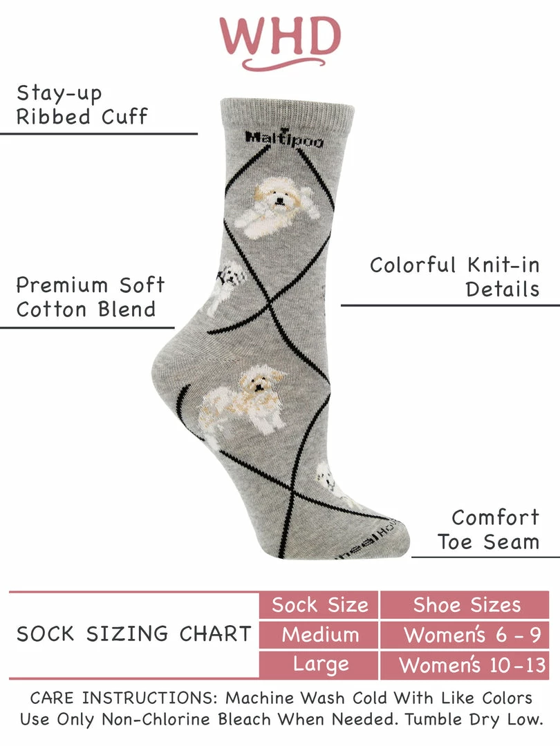Best Pirce ๐ WHD Maltipoo ๐งฆ Socks For ๐ฉ Women Gift For ๐ Dog Lovers Crazy ๐งฆ Socks - Crew ๐ 3 WHD Maltipoo Socks For Women Gift For Dog Lovers Crazy Socks - Crew
