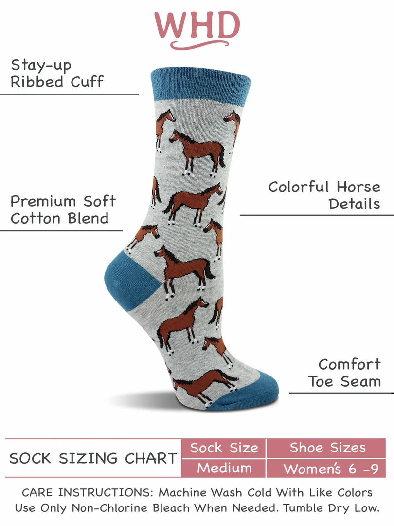 Outlet ๐ WHD Horse ๐งฆ Socks For ๐ฉ Women - Horse Lovers Gift - Equestrian Riding ๐งฆ Socks - 2-Pack Crazy ๐งฆ Socks - Crew ๐งจ 2 WHD Horse Socks For Women - Horse Lovers Gift - Equestrian Riding Socks - 2-Pack Crazy Socks - Crew