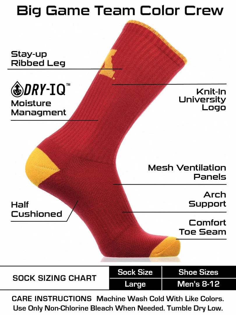 Outlet ๐ TCK Minnesota Golden Gophers ๐งฆ Socks Campus Legend Crew Length All Schools โจ 3 TCK Minnesota Golden Gophers Socks Campus Legend Crew Length All Schools