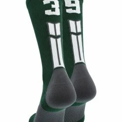 MadSportsStuff Volleyball Socks Dark Green Player ID Custom Number Crew Socks For Basketball Lacrosse Volleyball Boys And Girls