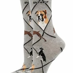 WHD Crazy Socks - Crew Boxer Socks For Women Gift For Dog Lovers