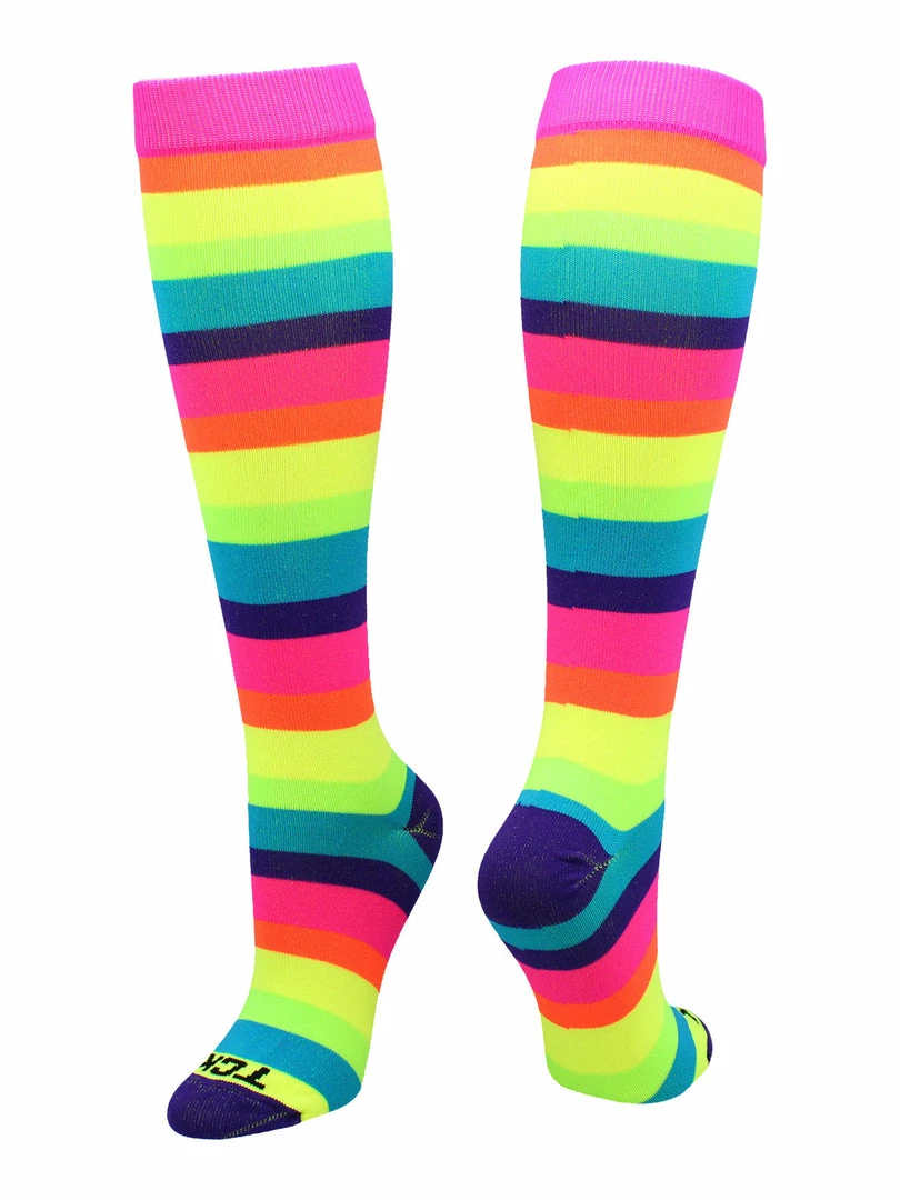 New โญ TCK Krazisox Rainbow Stripes Over The Calf ๐งฆ Socks ๐ 5 TCK Krazisox Rainbow Stripes Over The Calf Socks