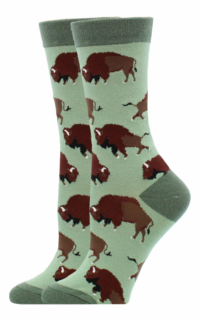 New ⭐ WHD Crazy 🧦 Socks - Crew Buffalo 🧦 Socks For 👩 Women Gift For Animal Lovers 🧨 2 WHD Crazy Socks - Crew Buffalo Socks For Women Gift For Animal Lovers
